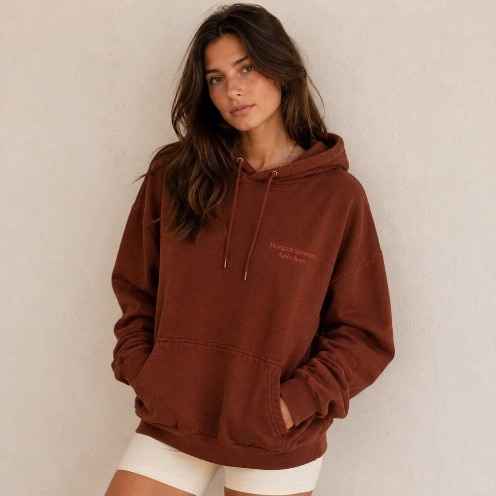 Morgan Stewart Après Sport Rust Brown Heavyweight Hoodie Medium